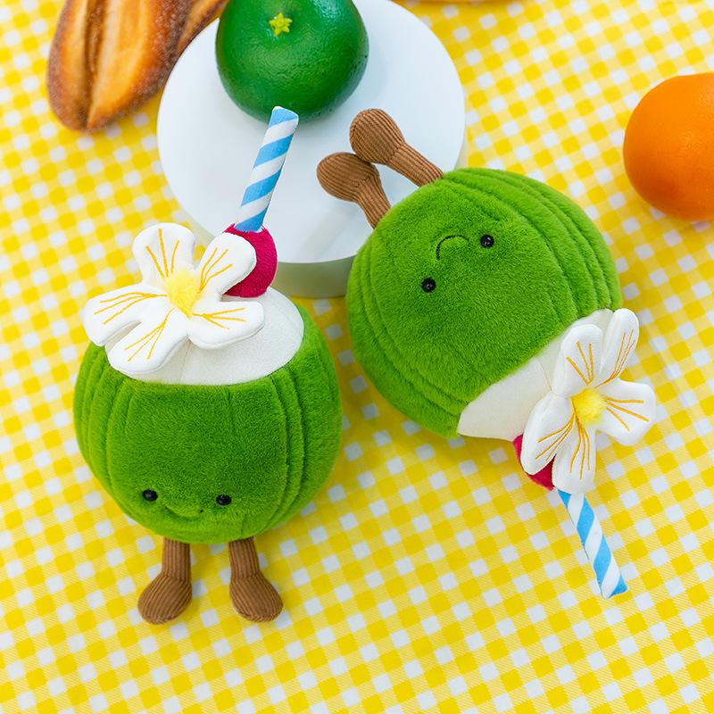 New Creative Cute Summer Coconut Plush Toys Fun Coconut Simulation Doll Table Companion Ornament Afternoon Tea