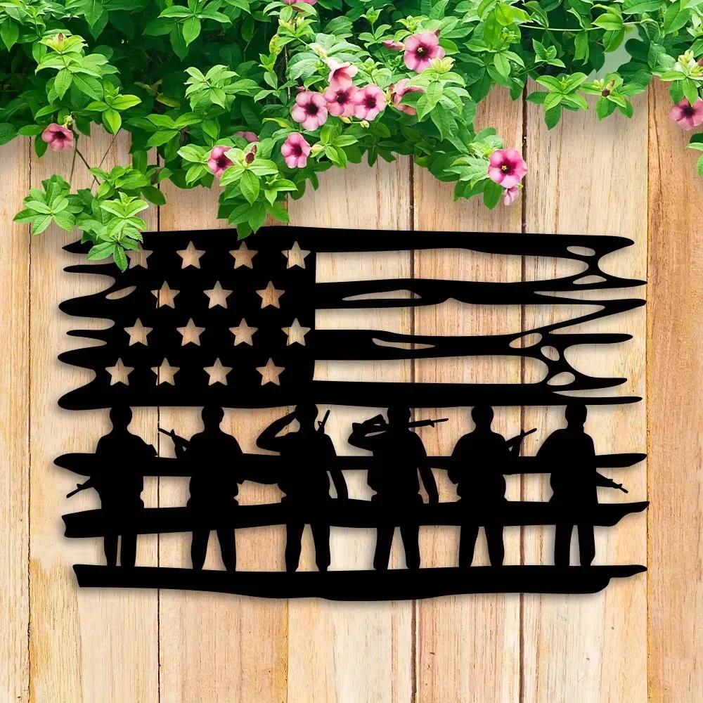 Custom American Patriot Sign Personalized Wall Art for July 4th Charming Patriot Soldier Metal Sign Independence Day Delight.