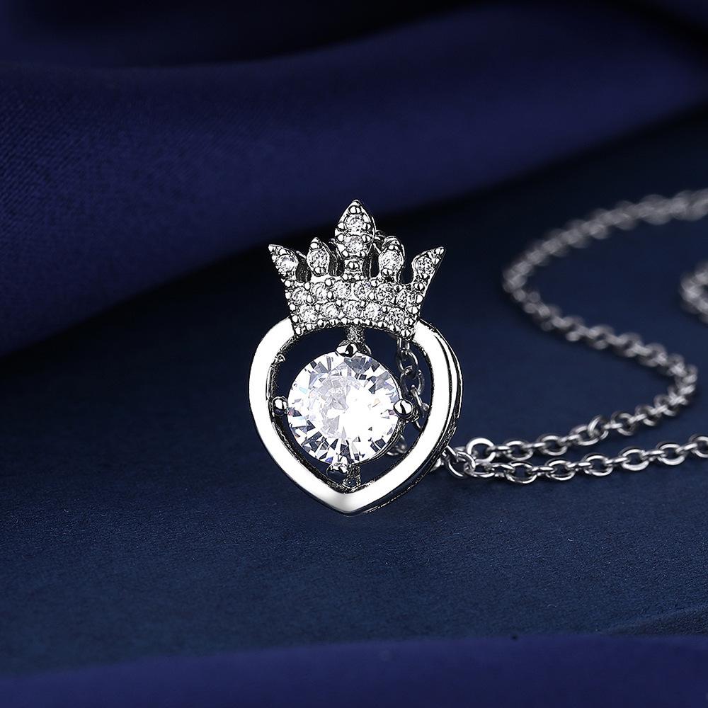 925 Silver Necklace For Women Round Pendent Sparkling Pave CZ Necklace Fashion Anniversary Birthday Jewelry Gifts N755