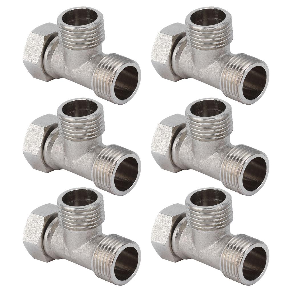 6PCS 3 Way Tee Connectors G1 2 Male and Female Thread Stainless Steel 3 Way Diverter Water Line Splitter