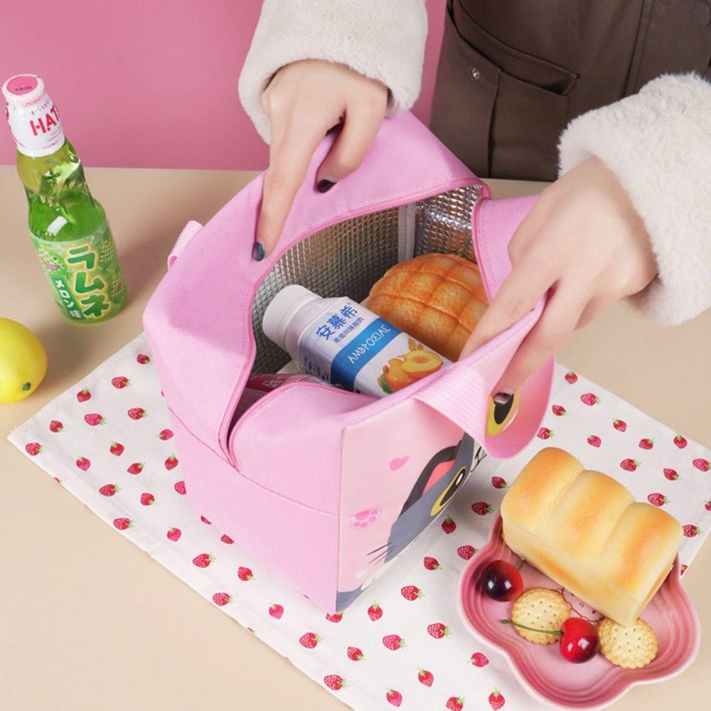 Oxford Cloth Cartoon Lunch Bag Aluminum Foil Lining Large Capacity Thickened Thermal Insulation Bag Cartoon Pattern