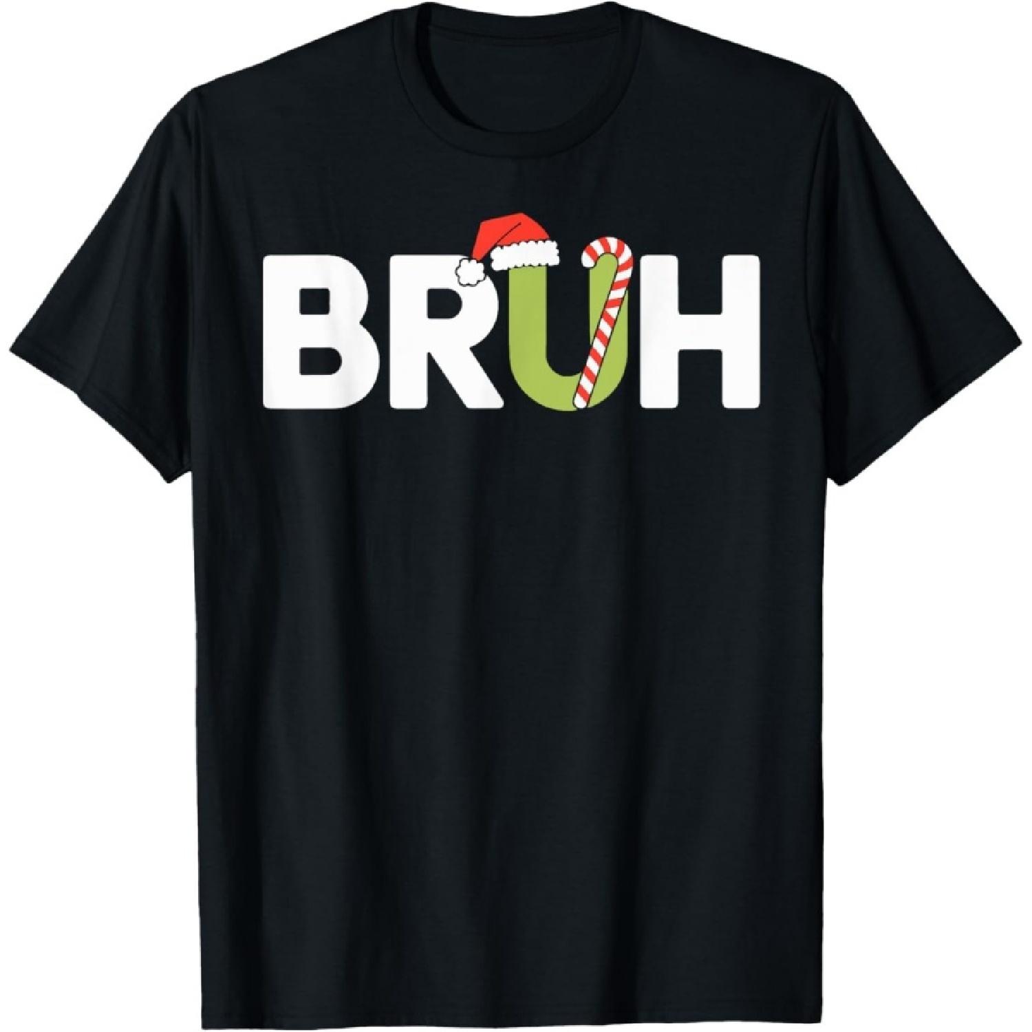 KSDHFE Bruh Christmas Shirt Teens Boys Funny Christmas T-Shirt XXXXXL разноцветный
