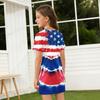 Girls Independence Day Print Casual Dress Kids Loose Round Neck Short Sleeve Thin Sundress