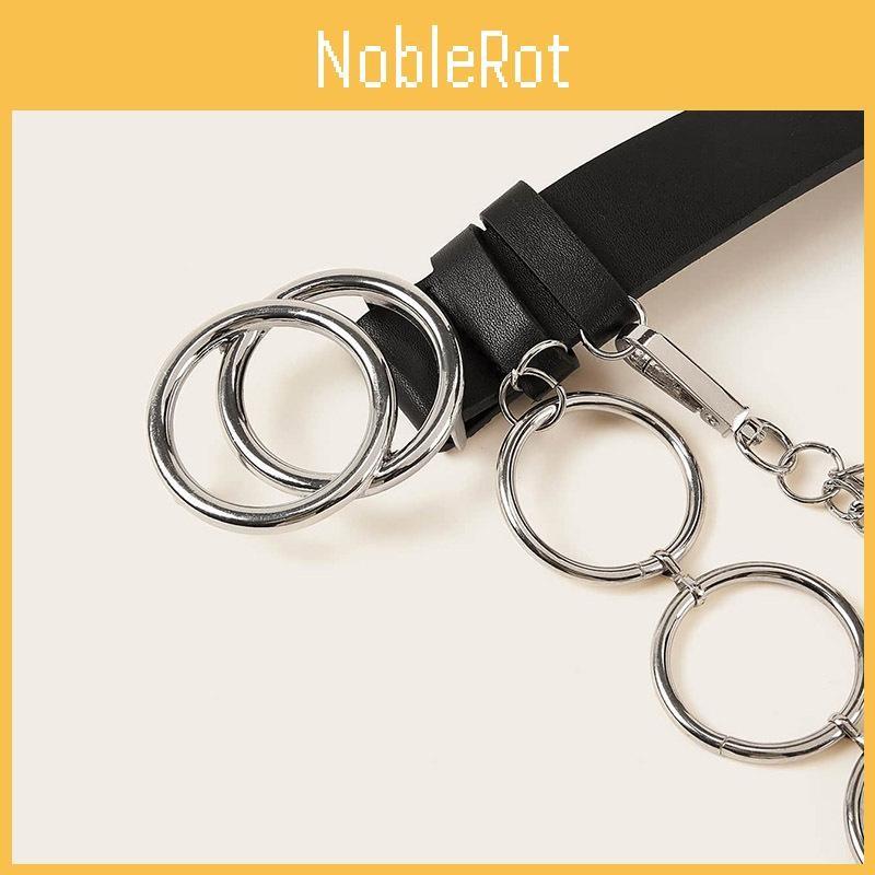 Womens Trendy Synthetic Leather Waist Belt With Alloy Buckle And Double Rings For Fashionable Looks Street