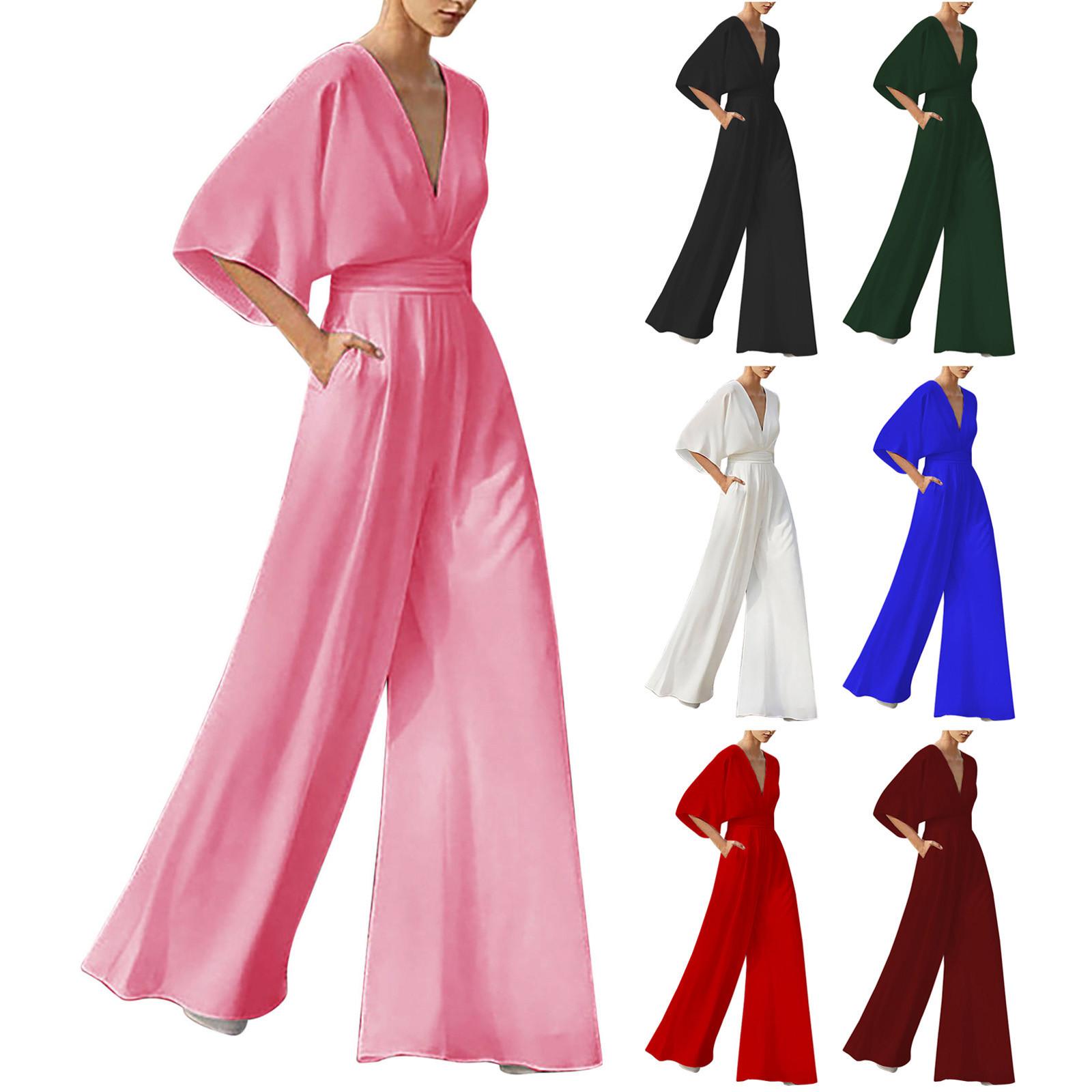 

Женский летний европейский и американский повседневный комбинезон с короткими рукавами и карманами