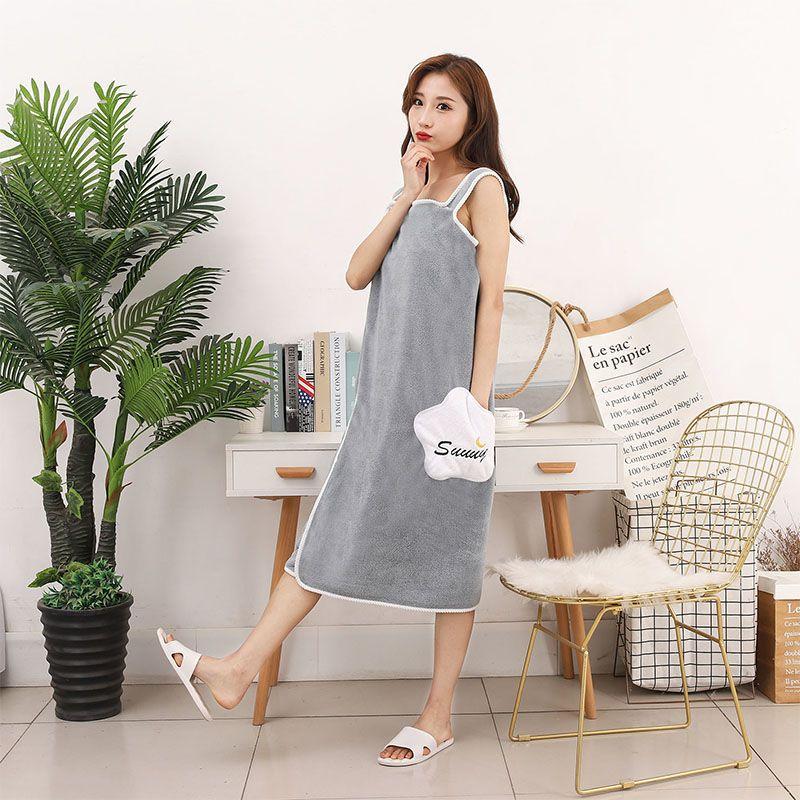 

Юбка для ванны, мягкое абсорбирующее утолщенное с окантовкой, носимое банное полотенце для взрослых женщин, обернутое грудью 70*140CM