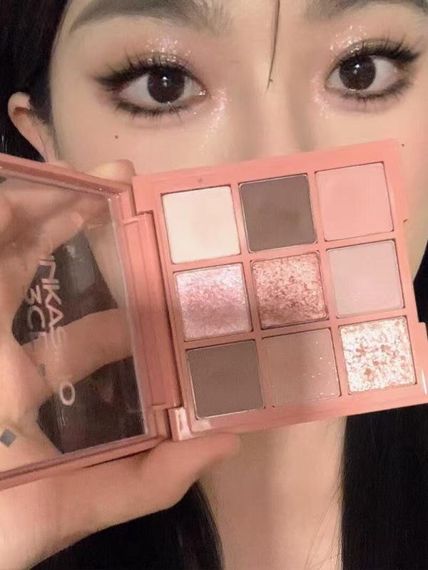 Multi-color Selection For Women Nine-Color Waterproof Matte & Glitter Eyeshadow Palette - Long-lasting, Sweat-proof, and Brightening