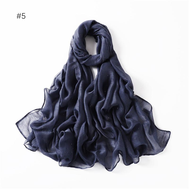 Plain Oversized Shiny Glitter Cotton Viscose Hijab Scarf Lady Solid Shimmer Wraps and Shawls Pashmina Musulman Headband 180*90Cm