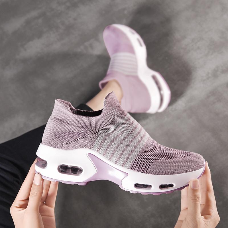 Women Slip on Walking Shoes Women Black Purple Pink Sneakers Elevator Platform Socks Shoes Women's Orthopedic Casual Shoes Plus Size 42 43