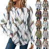 Women's Fashion Long Sleeve Floral Loose Long Sleeve Round Neck Casual Top