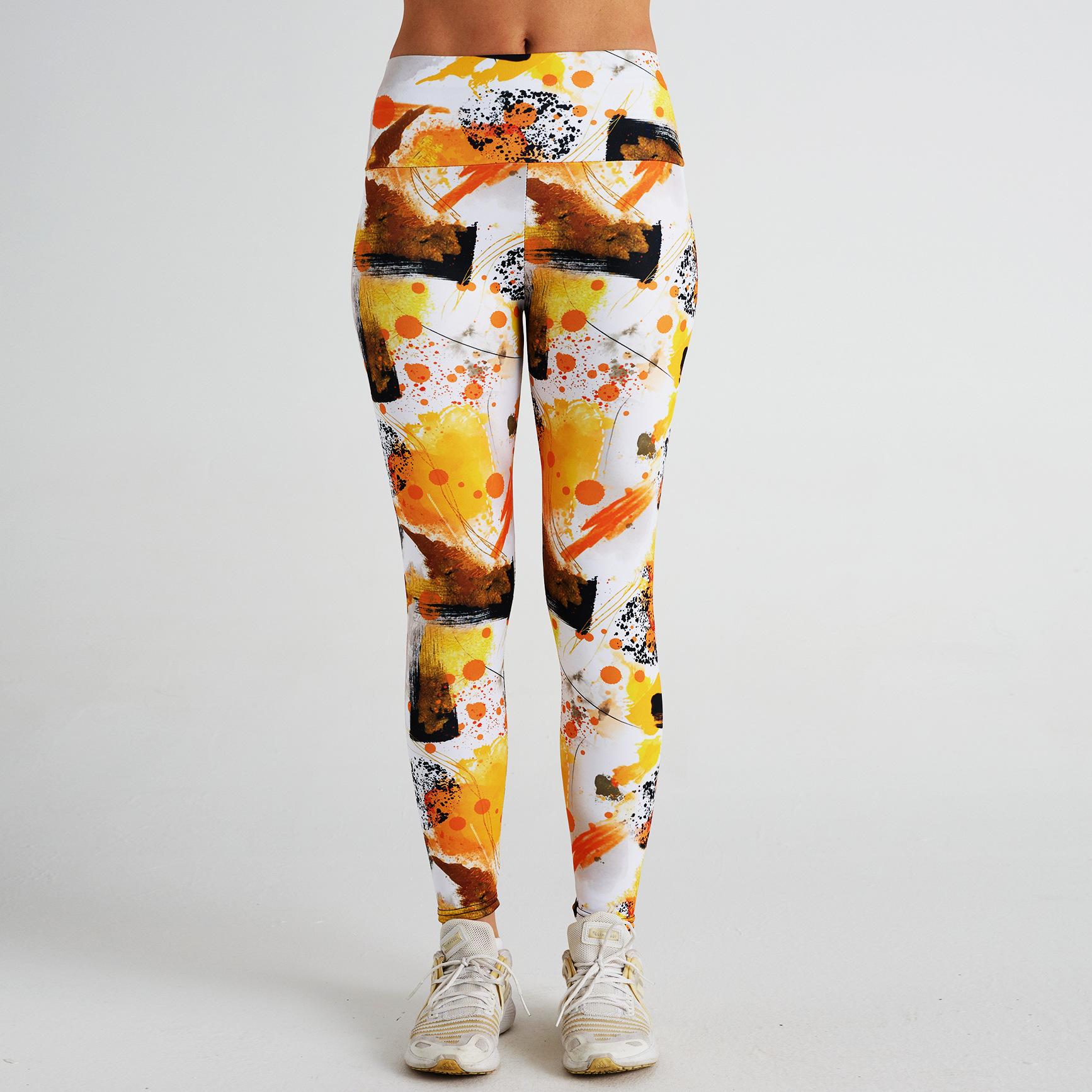 

Спортивные леггинсы с высокой талией и принтом тай-дай, женская одежда для йоги, штаны для йоги, эластичные спортивные штаны, леггинсы с принтом S