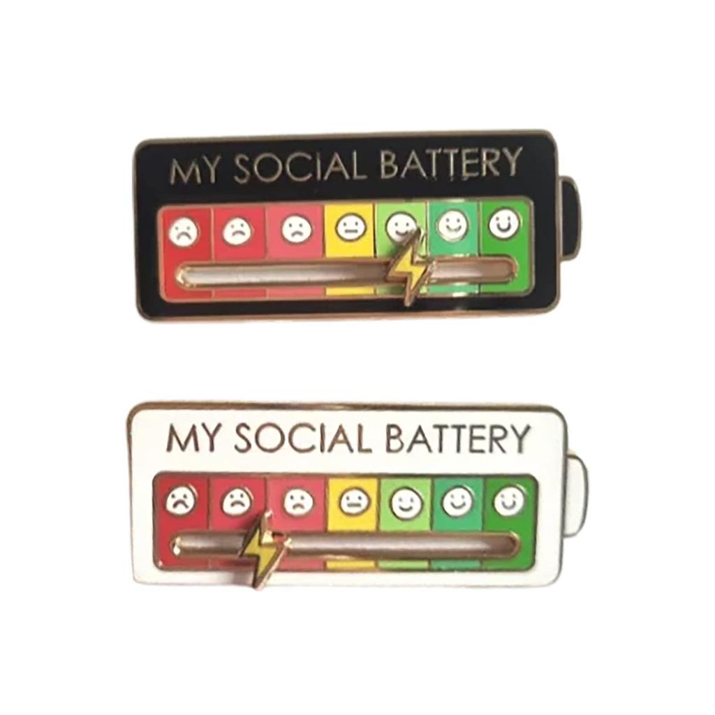 Emotions Enamel Pins Brooches My Social Battery Mood Tracker Metal Brooch Badges Fashion Jewelry Accessorie Gift Trendy Lapel