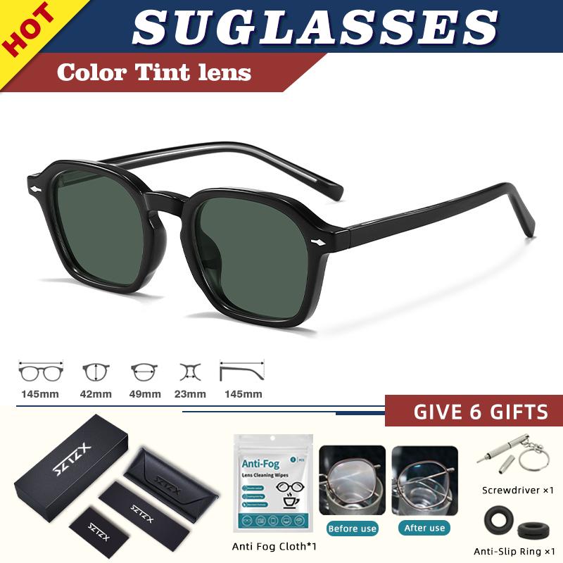 

SZTZX Мужские многоугольные модные очки для миопии, овальные ретро очки для вождения, пляжные солнцезащитные очки, женские премиальные уличные рецептурные очки -100