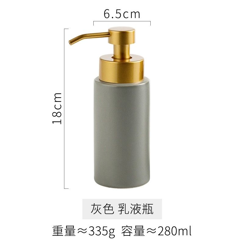 

Creative Cylindrical Ceramic Lotion Bottle Hotel Bathroom Portable Shampoo Bottle Gold Press Soap Dispenser Bathroom Accessories