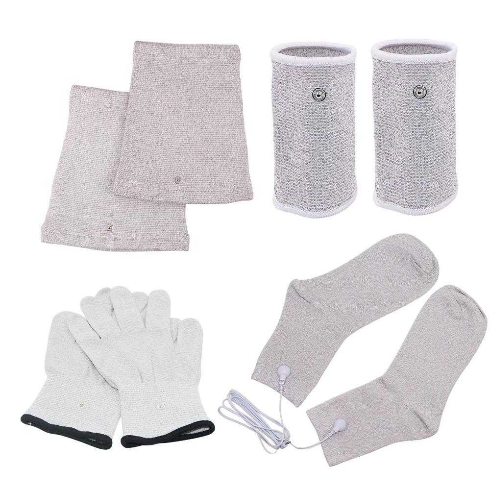 Conductive Silver Fiber TENS / EMS Electrode Treatment Gloves + Socks + Knee Pads + Bracers Acupressure Device Accessories 2.5MM