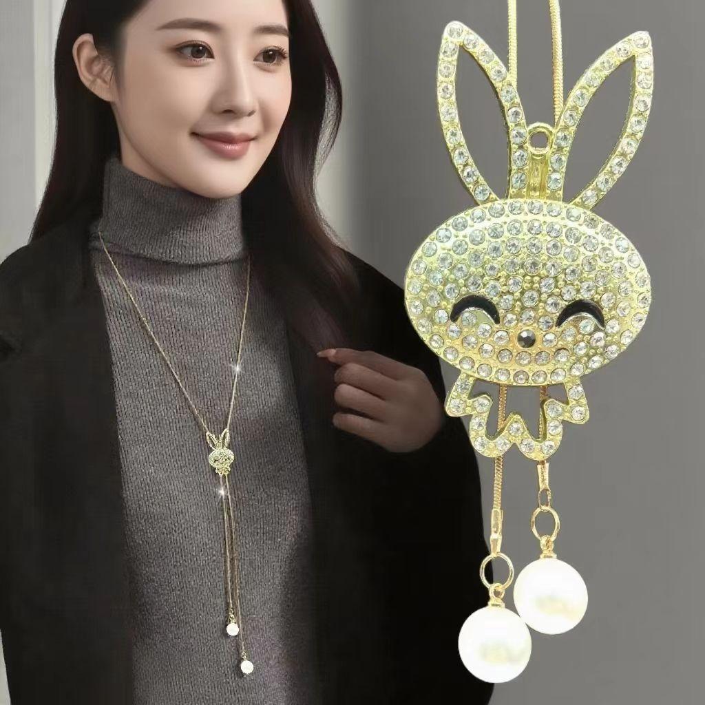 Korean Version Autumn and Winter Sweater Chain Long Pearl Necklace Pendant Autumn and Winter Temperament Fringed Jewelry Accessories