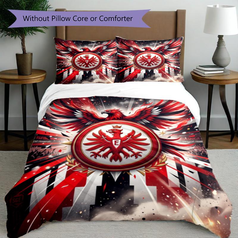 3pcs Duvet Cover Set (1*Duvet Cover + 2*Pillowcase, Without Core), Eintracht Frankfurt Print Bedding Set, Bedroom Decor, All‑Season, Gift
