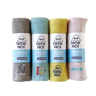 Kontex Sauna MOKU Medium Towels (Set of 4) <55241-90> with Stickers, 100% Cotton, for Sauna, Public Bath, Travel, and Pool Use (Totonoiisu, Oropo, Tot