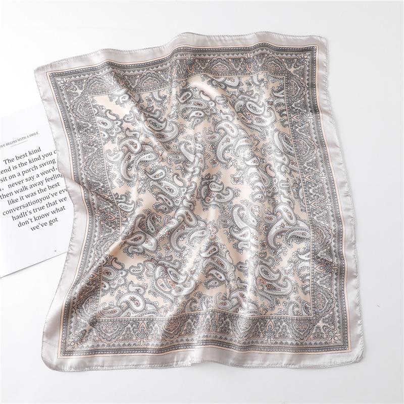 60Cm Square Bandana Women Silk Scarf Paisley Print Handkerchief Hair Band Decorate Scarves Fashion Luxury Shawl