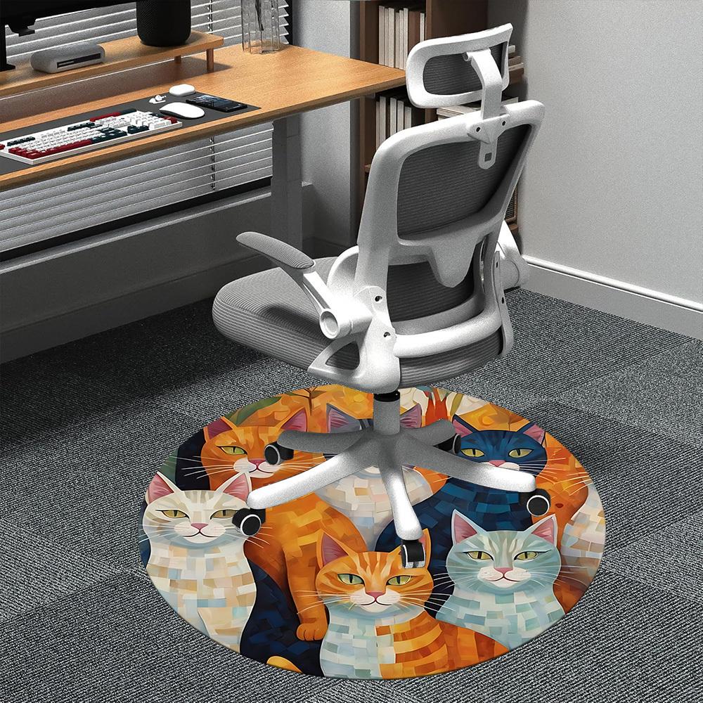 

1 шт. Круглый ковер с изображением кошачьей семьи для офиса, коврик для помещений, подходит для офиса, под офисные стулья, спальни, гостиной, домашнего декора, декор комнаты f003 80cm by 80cm