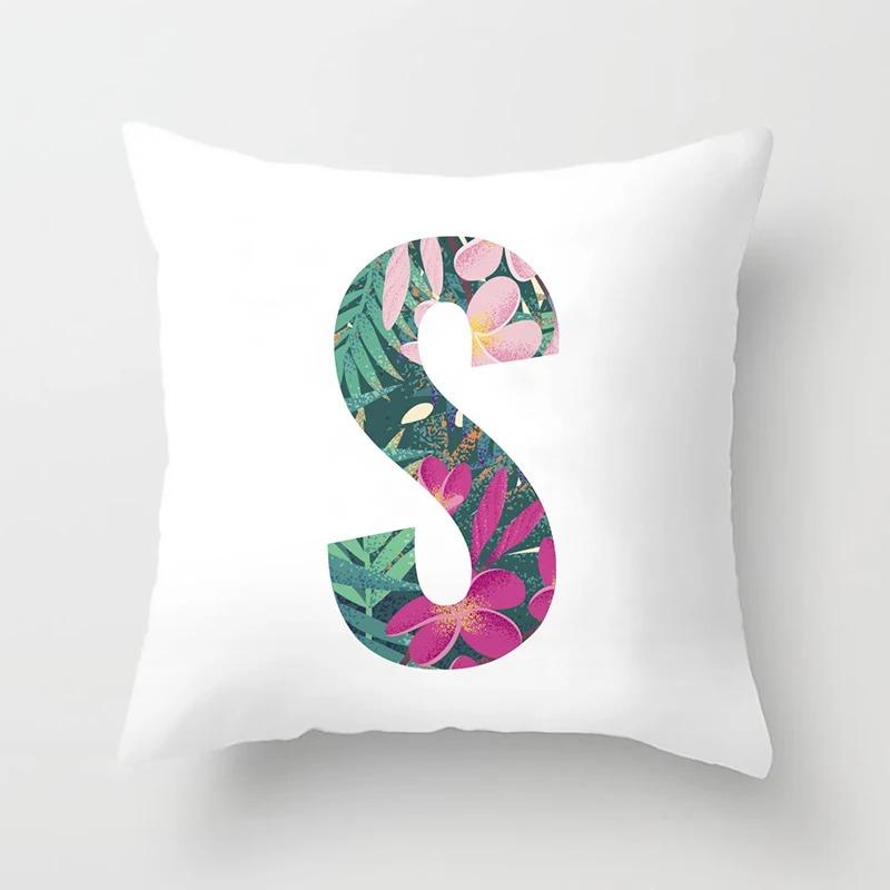 Luxury Home Pillowcase Square Office Decoration Cushion Cover Simple Floral English Letter Pattern Decoration