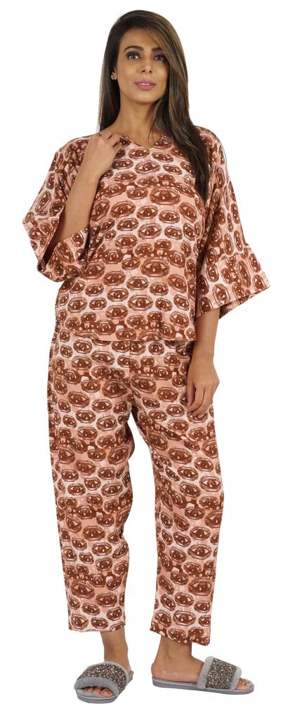 Phagun Women Loungewear 2Pcs Pajama Set Sleepwear Top & Pajama Asian