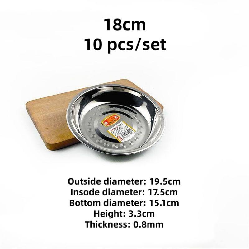 10 pcs or 2 pcs set Stainless Steel Round small pepper soy sauce dish tray Food Serving Bowls BBQ dinner set plates and dishes