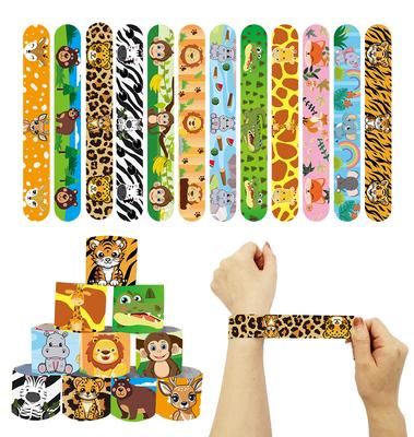 Jungle Animals Slap Bracelets Jungle Safari Party Gifts Cartoon Animal Lion Giraffe Monkey Bracelet Happy Birthday Party Favors