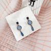 S925 Silver Needle Blue Water Drop Cat's Eye Stone Morandi Crystal Geometric Stud Earrings