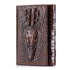 LAOSHIZI Vintage Erkek Hakiki Deri Timsah Kabartmalı Cüzdan RFID Engelleme Çoklu Kart Yuvaları Fotoğraf Bölmesi