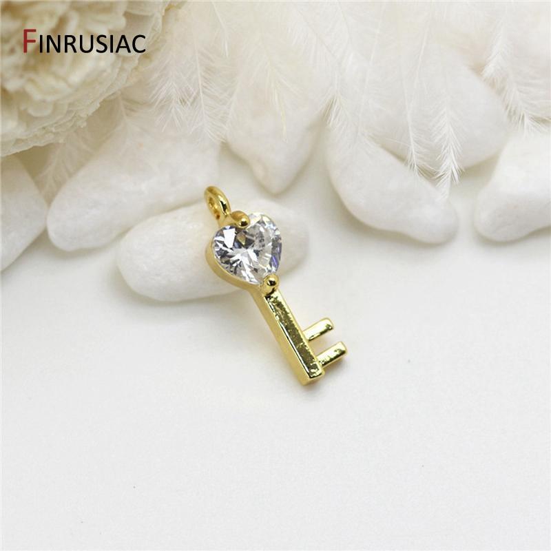 6 Types 14K Gold Plated Brass Zircon Rhinestone Pendants Charms,Jewelry Making For DIY Necklace Earrings Findings Accessories