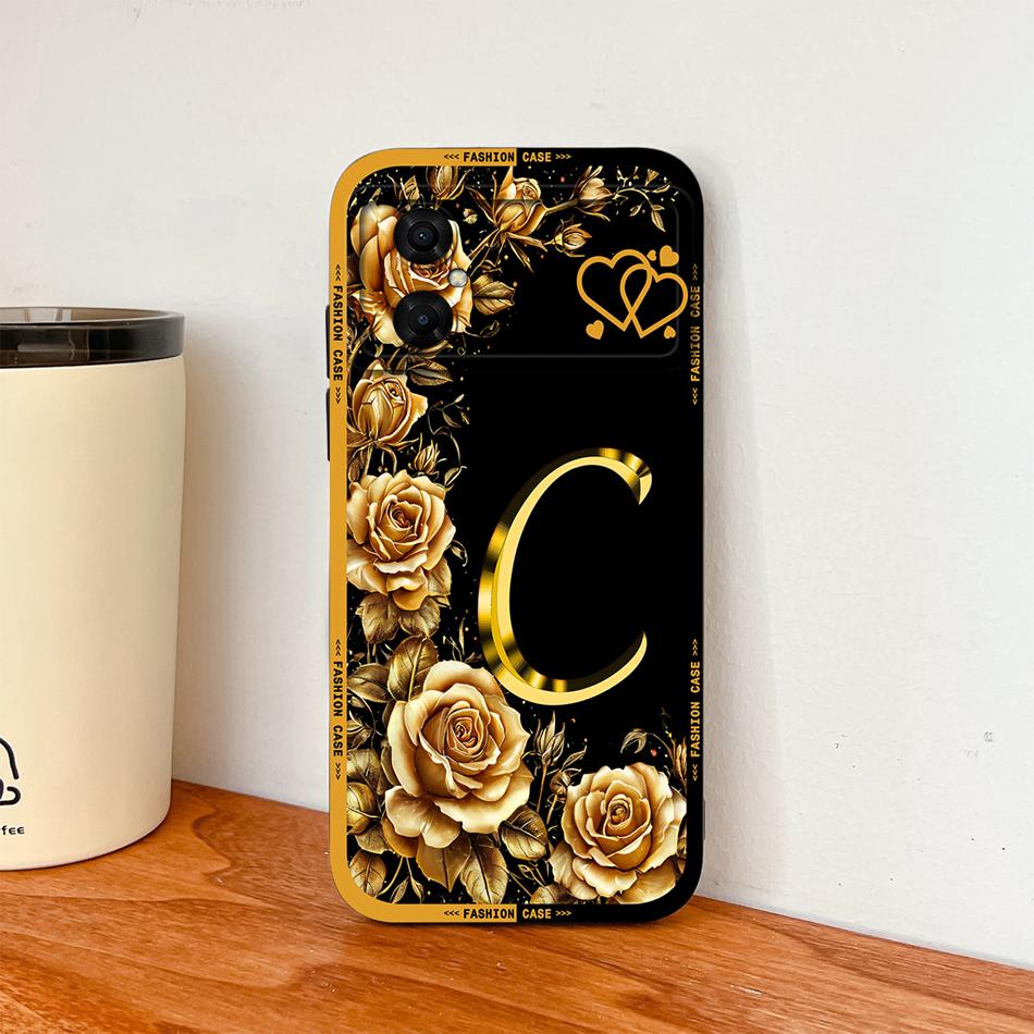 Case For Xiaomi Poco M4 M3 Pro Luxury Rose Letters Soft Smooth Liquid Silicone Housing For Poco M 4 M 3 Lightweight Phone Cover