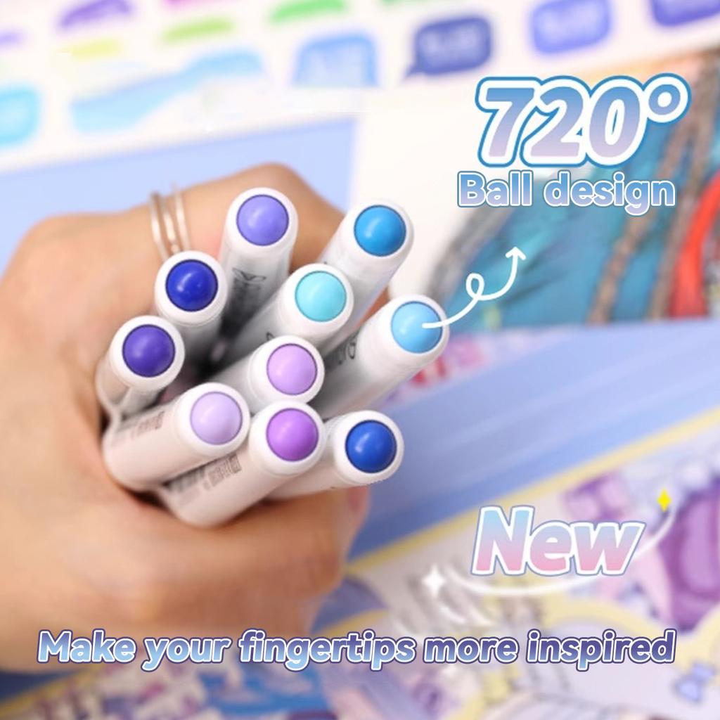 9pcs/box Acrylic Soft-head Marker Pen Art Painting Can Stack Colors Watercolor Pen Set School Student Stationery Supplies