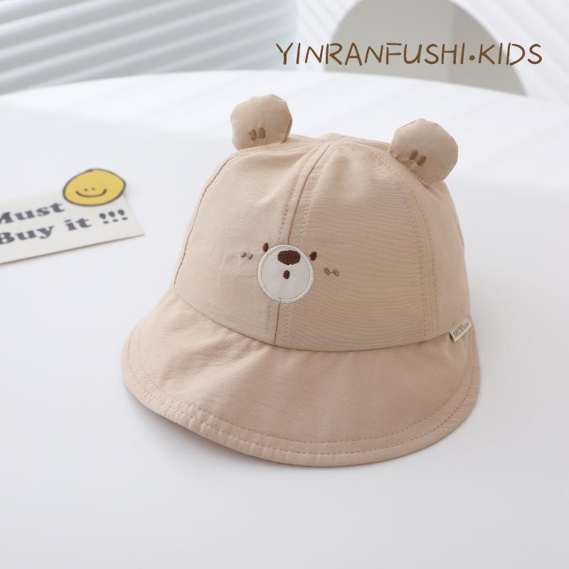 Korean Version of Children's Fisherman Hat  Boy and Girl Cute Ear Bear Pot Hat  Spring and Autumn Children's Sun Protection Hat