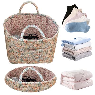 Fabric Cloth Storage Basket with Handle Debris Organizing Bag Laundry Storage Bin for Shelves Closet Laundry Home Office Decor