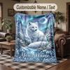 Wolf Fox Theme Throw Blanket Custom Name Text Personalized Blanket Soft Cozy Blanket for Home Sofa Bed