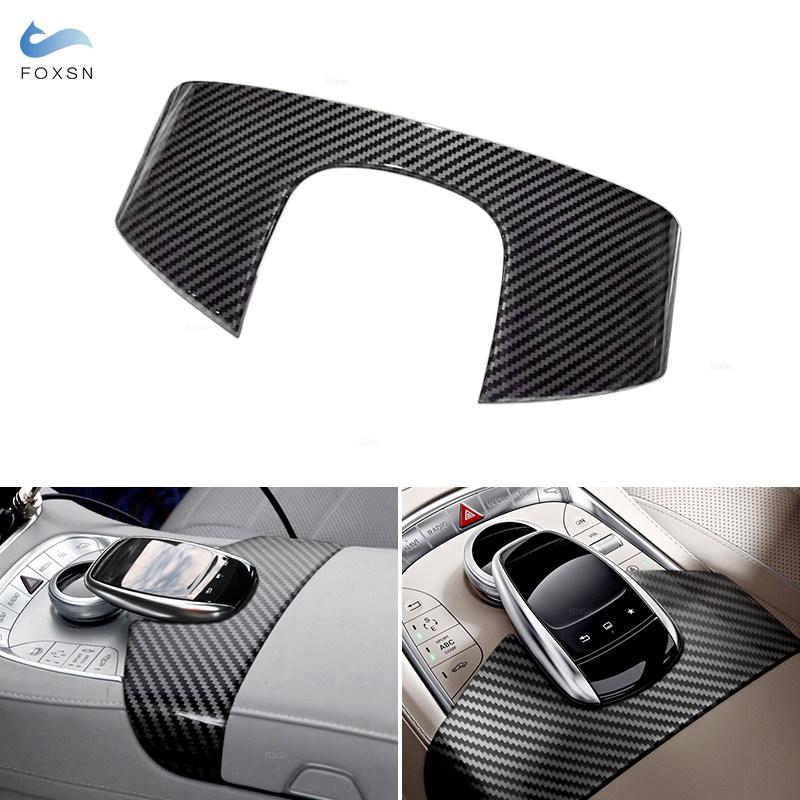 Accoudoir de Console de voiture pour Mercedes Benz classe S W221 W222, couvercle de téléphone, garniture de cadran, intérieur en Fiber de carbone