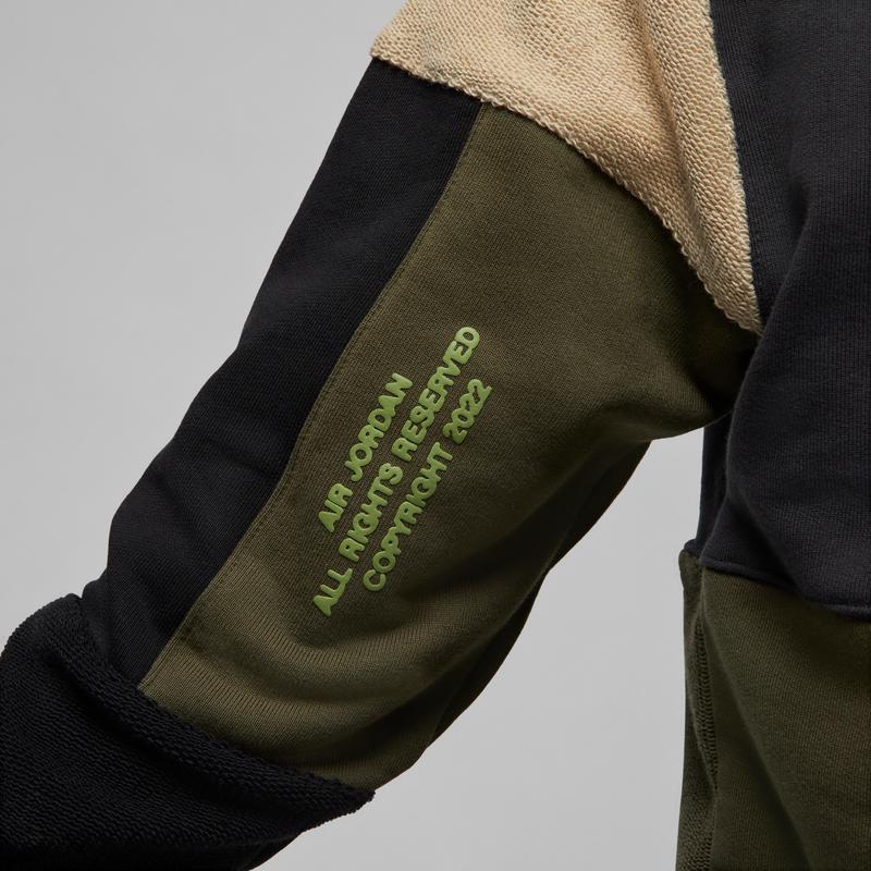 Jordan Logo Print Patchwork Hoodie Langarm Herren Oberteile Grau Schwarz DV1596-045