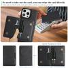 For iPhone 15 Pro Kickstand Case Bi-fold Card Bag PU Leather Coated TPU Cover Compatible with MagSafe
