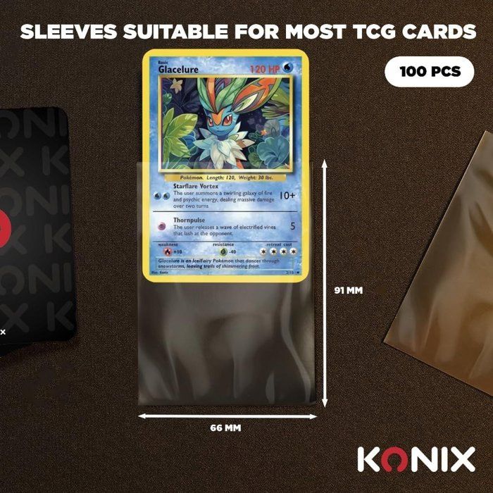 Protege-cartes - Konix - Matte Sleeves 66 x 91 mm compétition - 100 pochettes - Magic The Gathering, Pokémon - Bleu turquoise