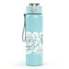 1PC White Peony Floral Pattern 750ml Color Plastic Sports Water Bottle Leakproof Flip Straw Lid Suitable for Sports Office Home Use