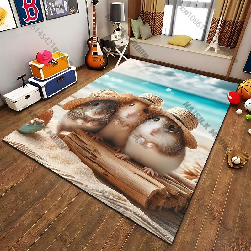 Cute hamster fluffy cloudcarpet Yoga living room room decor children's crawling mat doormat area rug games floor mat