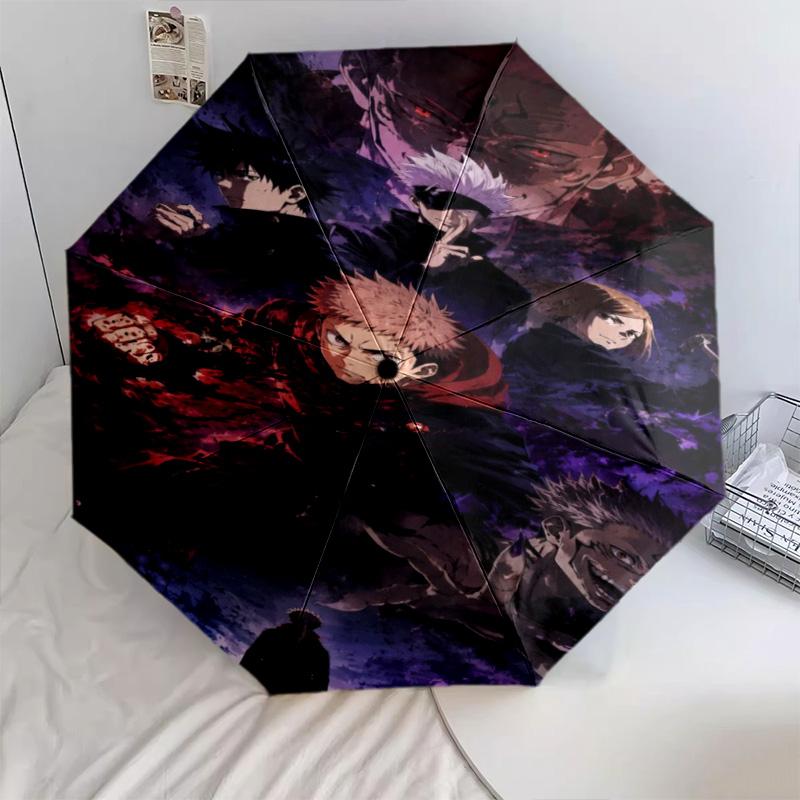 1PC Jujutsu Kaisen: Curse Battle Automatic Umbrella - Suitable Travel Outdoor Portable Umbrella Birthday Gift Daily Essentials