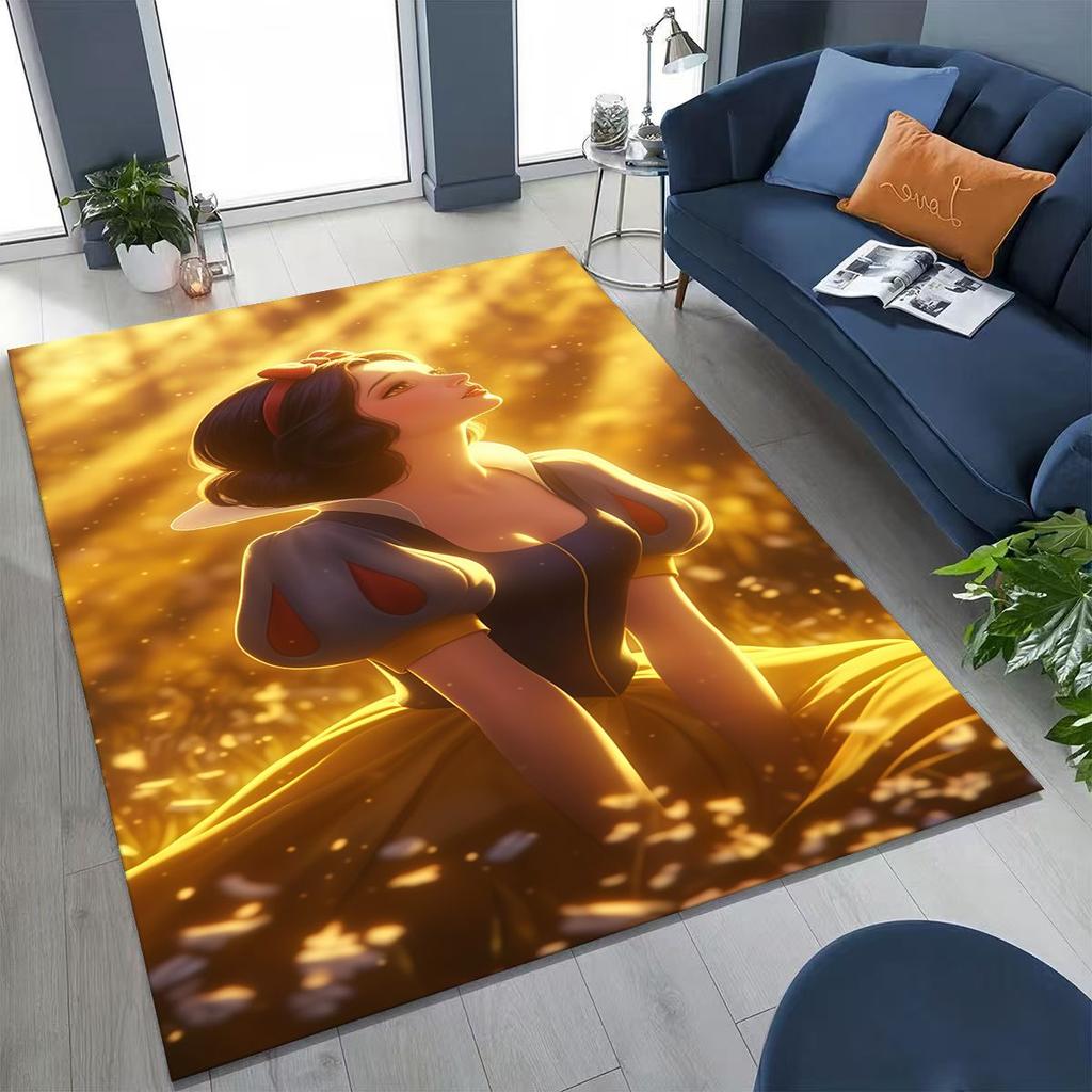 Snow White Princess Cartoon Fairy Tales Rug for Bedroom Living Room Sofa Home Doormat Decor, Large Kids Play Non-slip Floor Mat