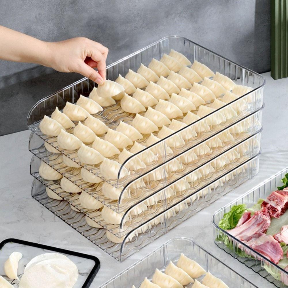Transparent Dumpling Tray Rectangular Dumpling Box Food Grade Dumpling Cover Plate for Home