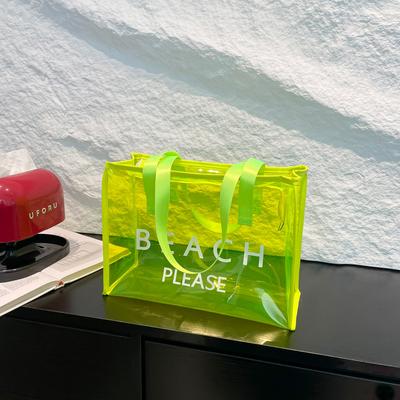 Nähbasteln PVC Farbe Tragetasche Alphabet Symphonie Plastik Transparent Einkaufstasche Bunte Geschenktasche Mode