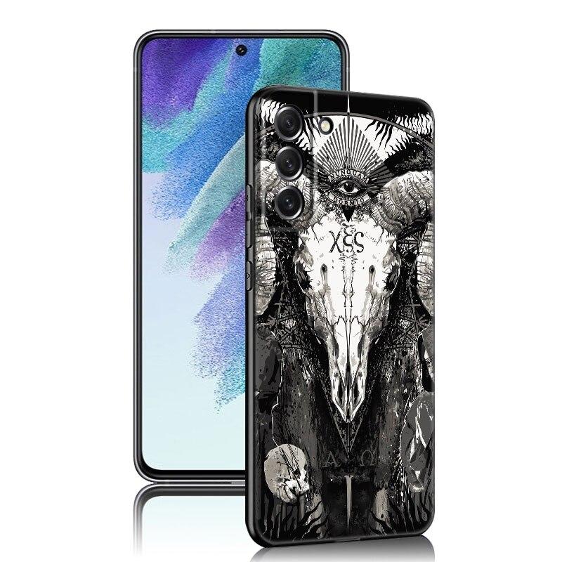 Pouzdro na telefon Satanic Scary Skull pro Samsung Galaxy S20 S21 FE S22 Ultra S10 Lite S10E S9 S8 Plus S7 Edge měkký TPU černý kryt