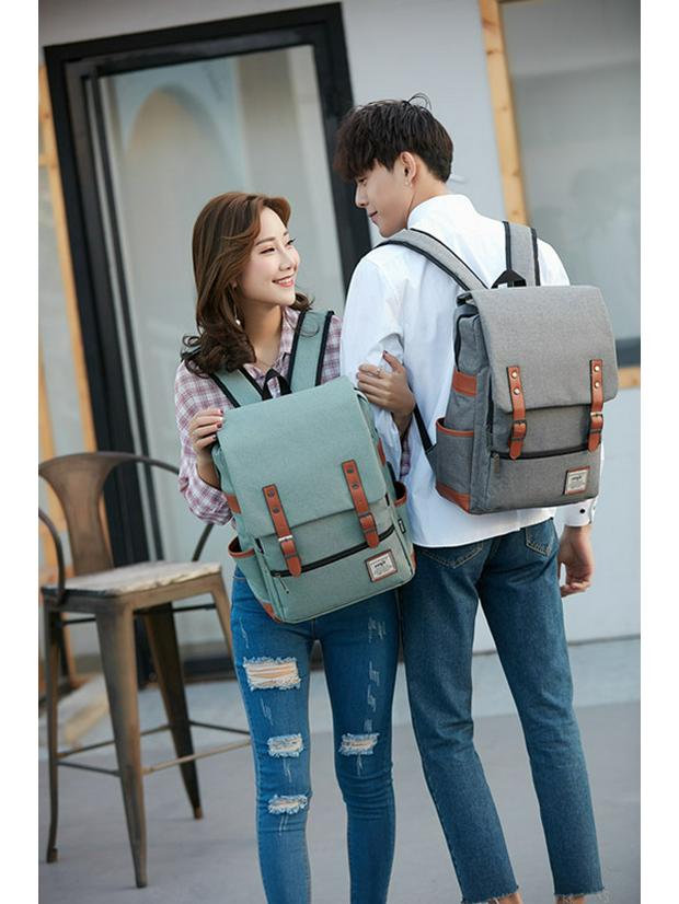 Retro Canvas USB Travel Backpack for Men and Women