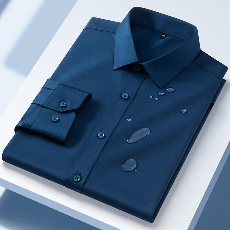 High Quality Mens Business Shirts Long Sleeve Causal Waterproof Soft Wrinkle-free Oil-proof No Ironing Slim Fit White Man Clothe