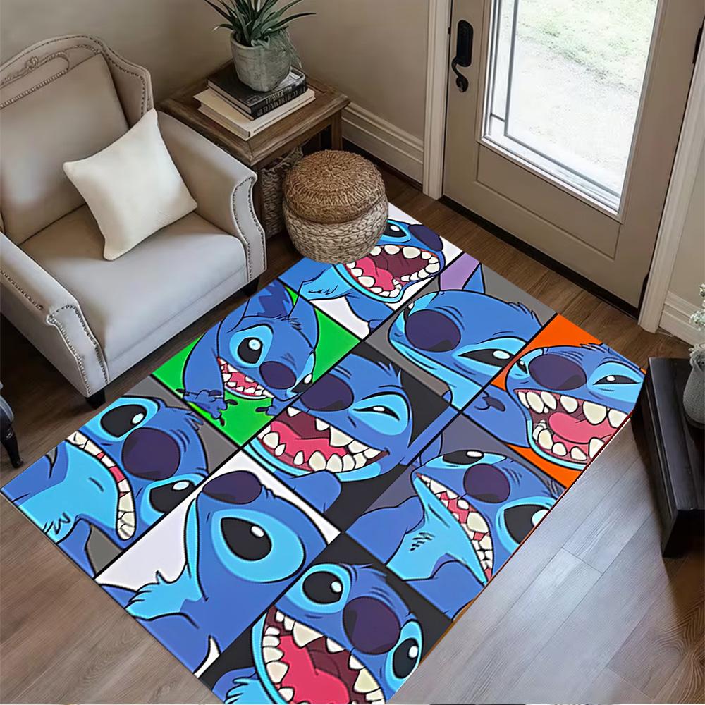 Colorful Stitch Adventure Floor Mat Perfect for Kitchen Outdoor Game Room Bedrooms Antislip Carpet Anime Office Decor Perfect Gift for Friends & Famil